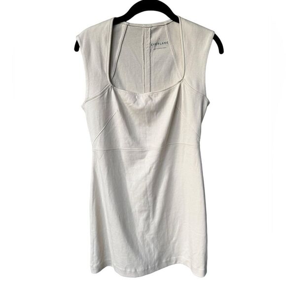 Everlane The 90’s Mini Dress Cap Sleeve Square Neck Canvas Beige Size Small - Picture 2 of 5